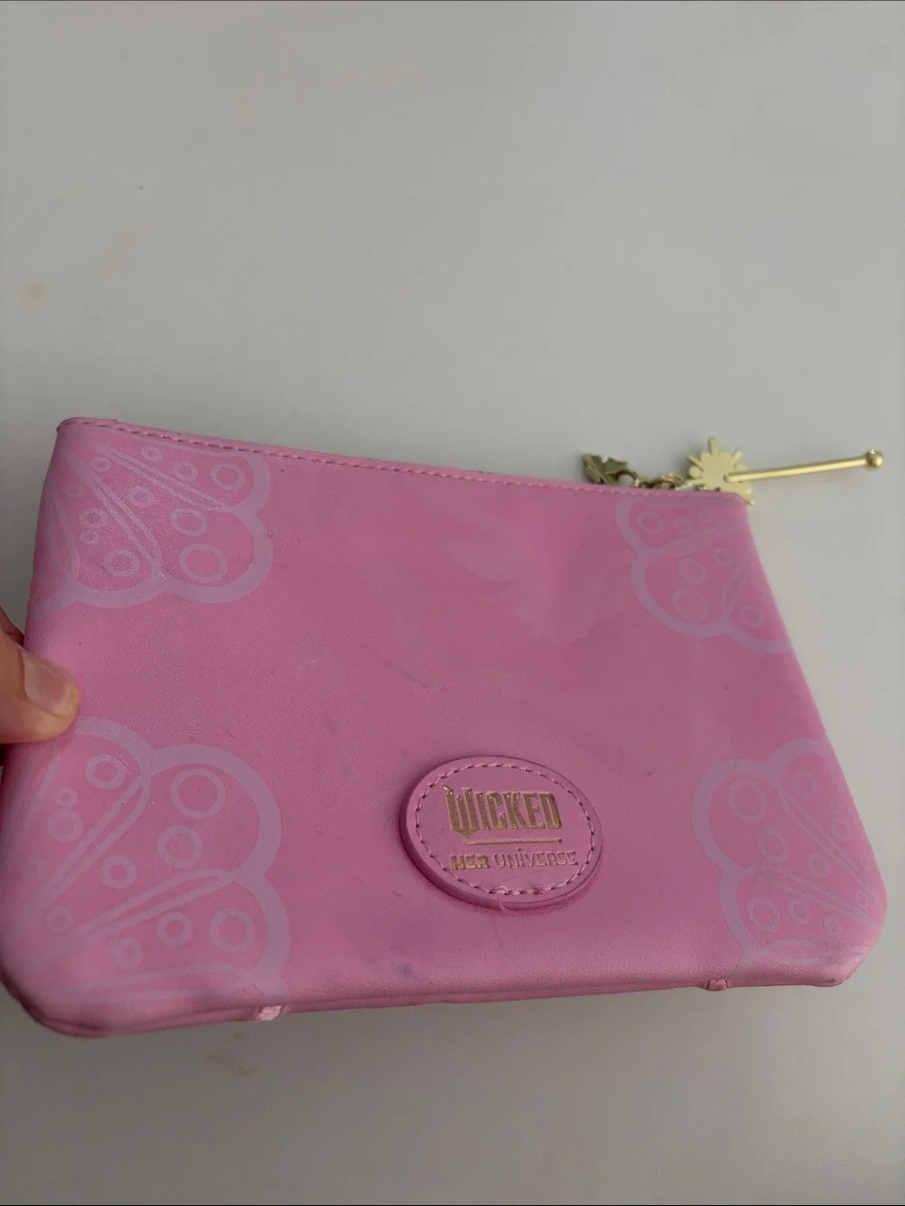 Wicked her universe pink galinda pouch zippered gold details